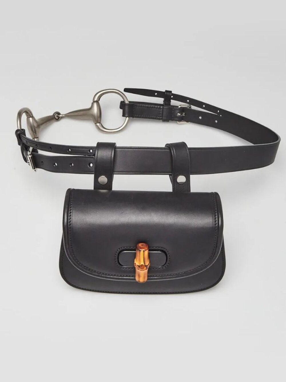 Gucci Black Smooth Leather Bamboo 1947 Mini Belt Bag - Picture 3 of 11